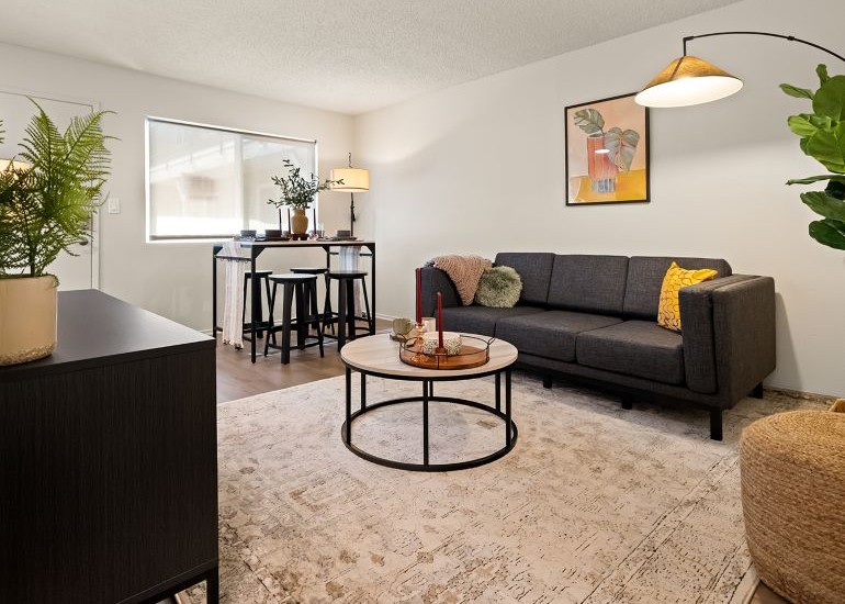 A living room with a couch