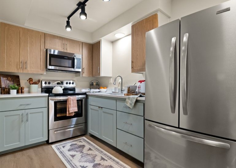 A kitchen with modern appliances